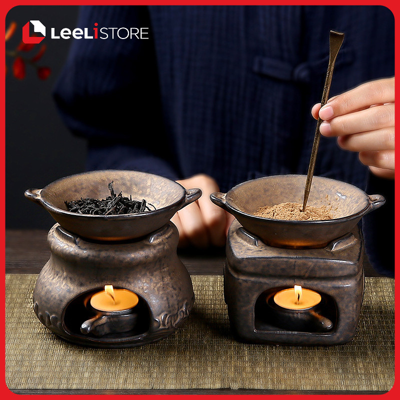 Vintage Zen Multi-Purpose | Clay Ceramic Candle-Heated | Aromatherapy Burner | Sandalwood Powder & Essential Oil Censer | Home Indoor Relaxation Fragrance Tool