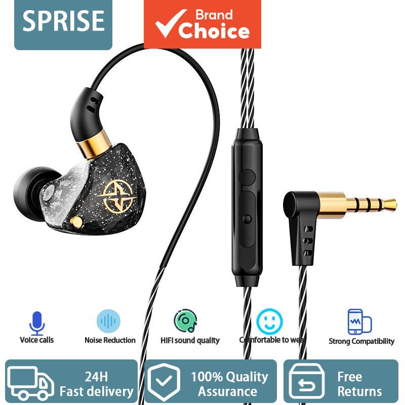 SPRISE New X6 Dynamic In Ear Earphones Deep Bass Mic Stereo Wired 3.5mm Black Blue Purple Pink Green For Study ASMR Online Class