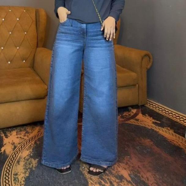 Super Baggy Strectchable High Quality Denim Jeans Casual Fit Pakaian Stretchable Wide Leg Palazzo Denim Berkualiti Tingg