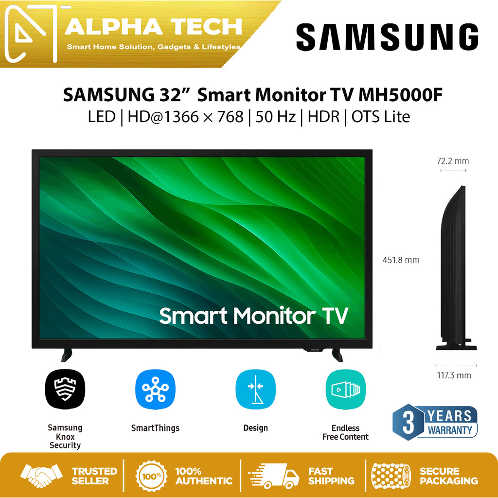 Samsung 32inch MH5000F Smart TV LS32H5000FKXXM - LED | HD 1366 × 768 | HDR | OTS Lite | 3 Years Warranty