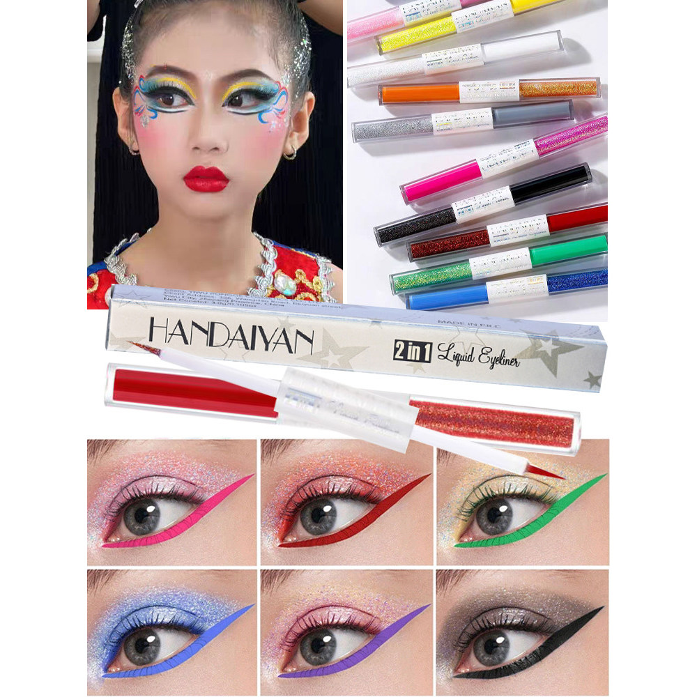 celak mataviral eyeliner helper tool red liner Color Eyeliner Red White Blue Stage Makeup Makeup Show Makeup Eyeshadow Shining Liquid Eyeliner Day 6