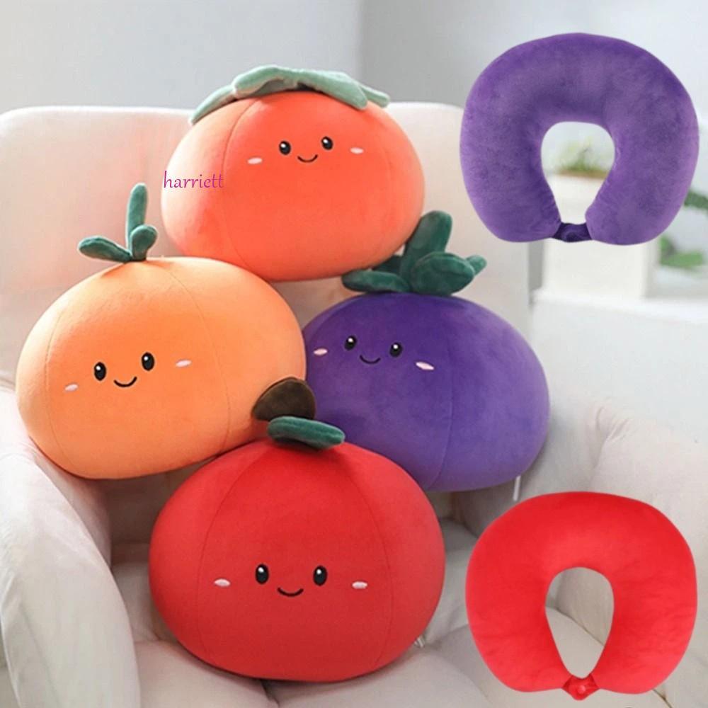 HARRIETT Cute Fruit Neck Pillow, Cartoon 2 in 1 U-shaped Pillow, Multifunctiona Soft Breathable Ergonomic Fruits Deformation Pillow Home Relaxation