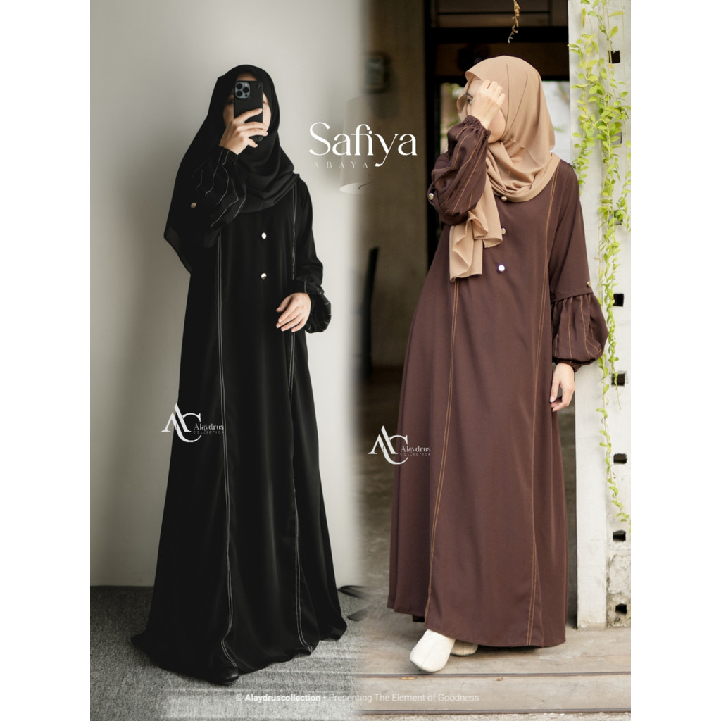 Alaydrus Collection Safiya Abaya Black Turkey Gamis Syari Muslimah Jetblack Material Black Combination