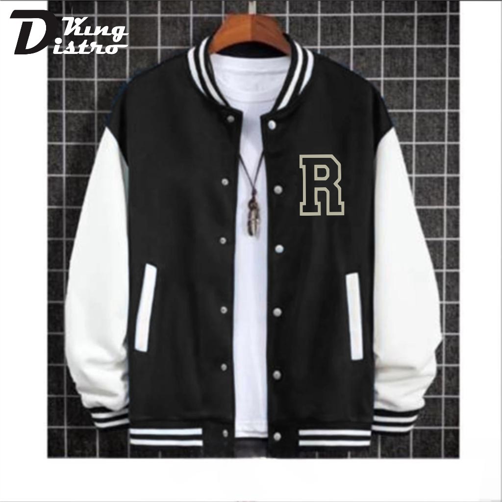 Essential Quality Varsity Baseball Jacket Button LOGO R Text SILVER Premium Men Women Latest Korean Purpose - Image 5