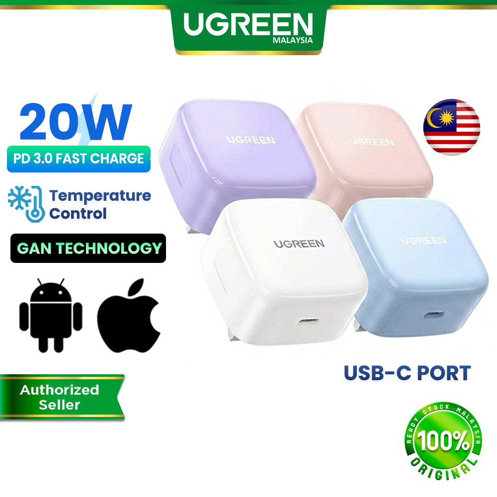 UGREEN 20W USB-C Charger PD 3.0 Fast Charging Mini Travel Adapter QC Type-C UK Wall Plug Pink iPhone 17/16/15 iPad S26