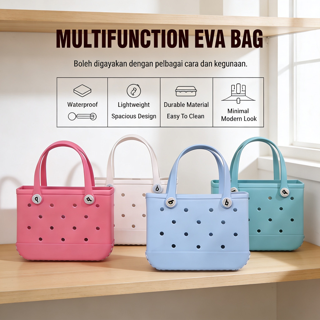 (Large Capacity Beach Bag Travel Everyday) Beg Bakul Serbaguna Tote Versatile Shoulder Carry Organiser Busket 多功能包 BC