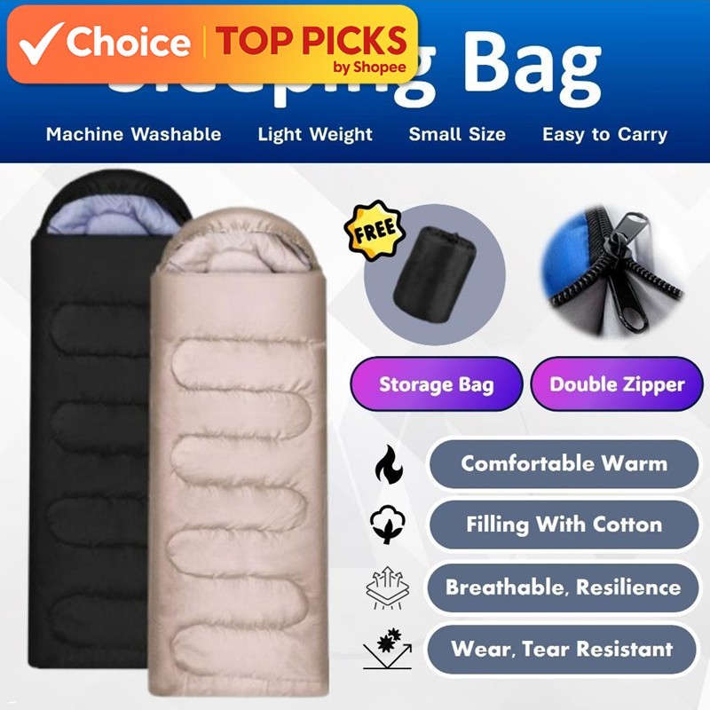 Premium Lightweight Waterproof Hooded Sleeping Bag | Ideal for Camping & Hiking | Keep Warm & Cozy