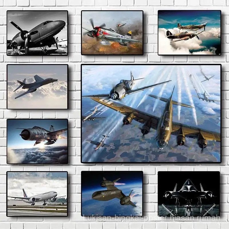 Military Jet Fighter Air Force Aircraft Canvas Wall Art Famous Plane Poster for Home Living Room Decor Perfect Gift