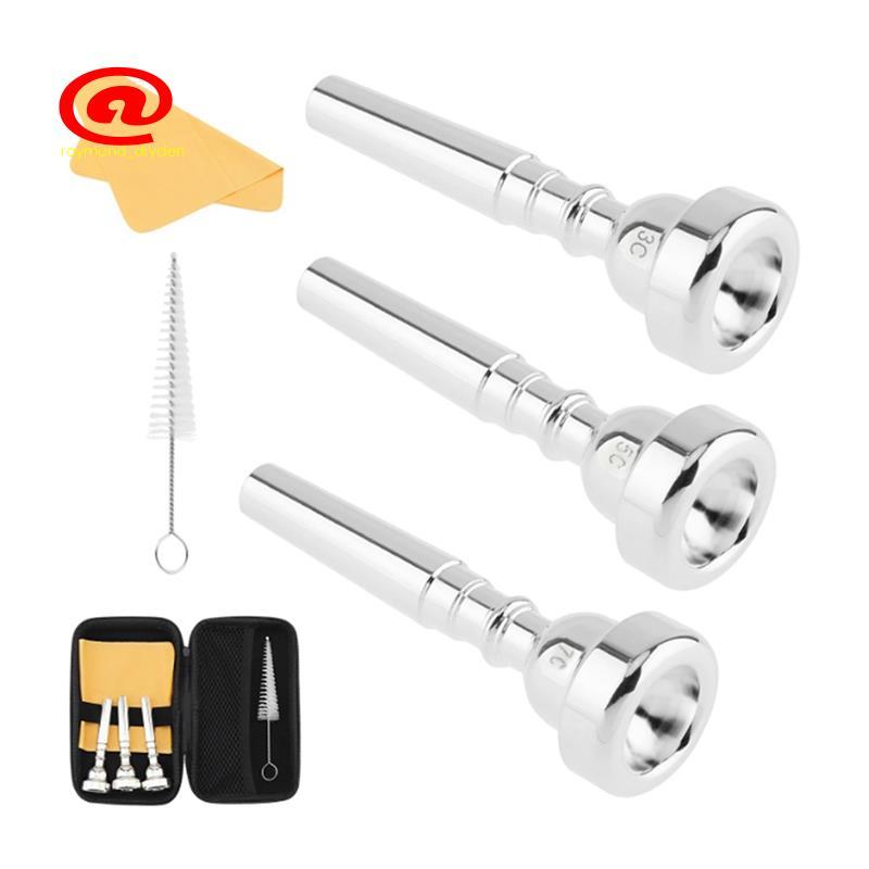 Silver Plated Brass Trumpet Mouthpiece Set 7C 5C 3C for Beginners- Brass Accessories