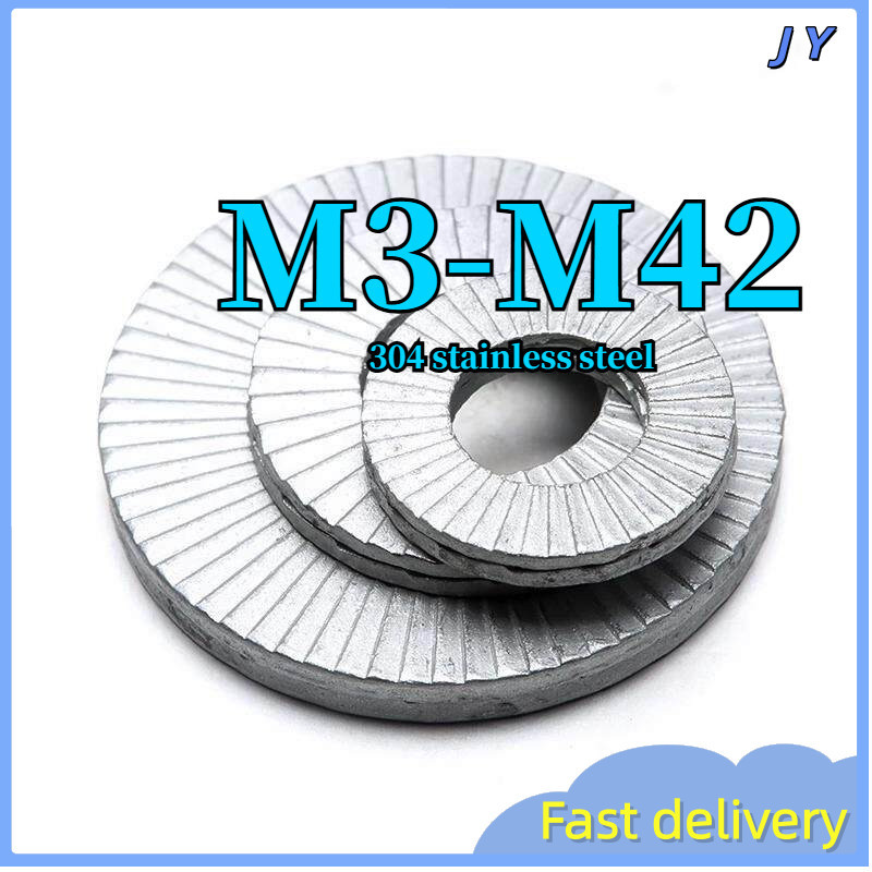DIN25201 304 Stainless Steel Double Stack Lock Washer, Wedge Lock Washer Tahan Karat untuk Heavy Machinery  M3/M4/M5/M6/M8/M10/M12~ M42 【ZHX-JY-MB -1 】