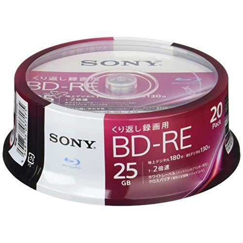 Sony Japan Blu-ray Disc BD-RE 25GB (approx. 3 hours of terrestrial digital broadcasting per disc) for repeated recording, 20 discs in a pack, 2x dubbing speed, no case 20BNE1VJPP2