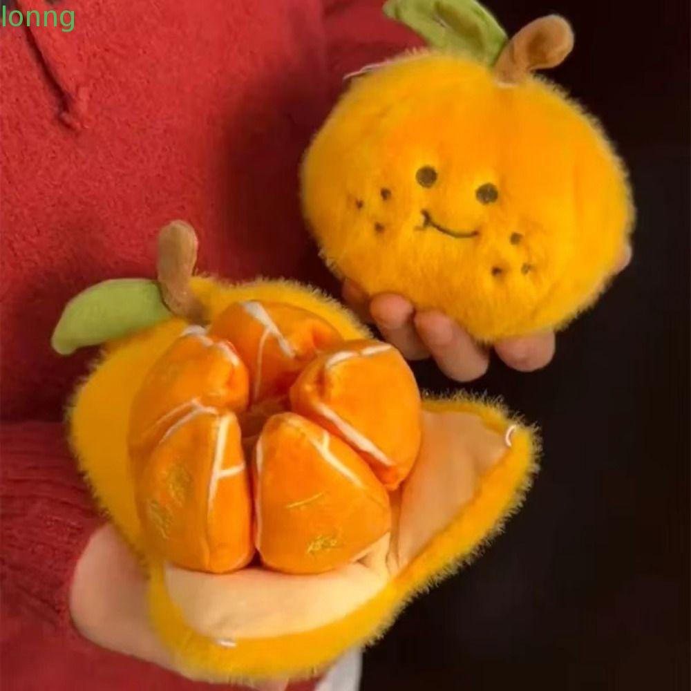 LONNGMY Orange Segments Plush Toy, Soft Stuffed Keychain, Kawaii Peelable Backpack Pendant