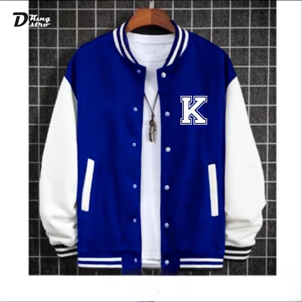 PUTIH White FONT K Button Varsity Baseball Jacket Premium Button Baseball Jacket Men Women Latest Korean Jacket Varsity 