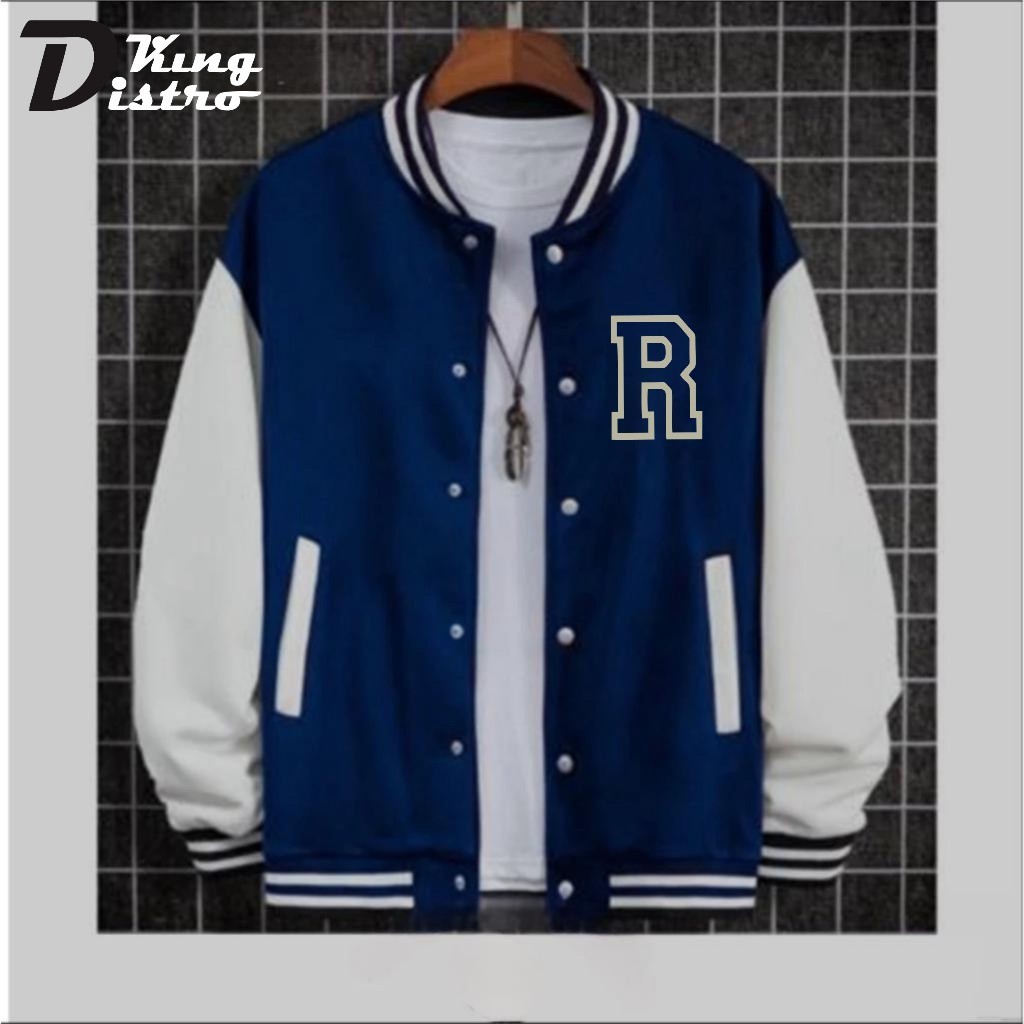 Essential Quality Varsity Baseball Jacket Button LOGO R Text SILVER Premium Men Women Latest Korean Purpose - Image 3