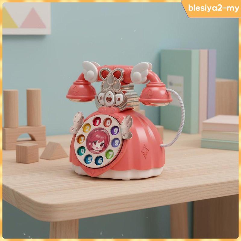 [BlesiyaedMY] Children Simulation Phone Princess Musical Toy Rotary Telephone Kids Learning Interactive Play Gift for Children Girls