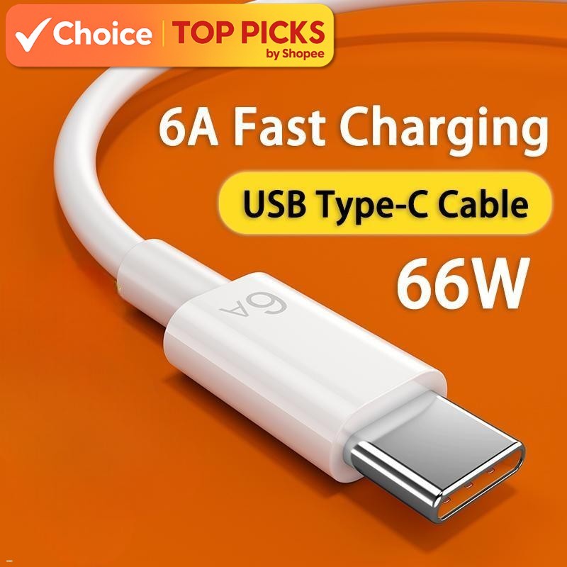 66W 6A Fast Charging Cable | USB Type-C | For Android Phones | 1m/2m