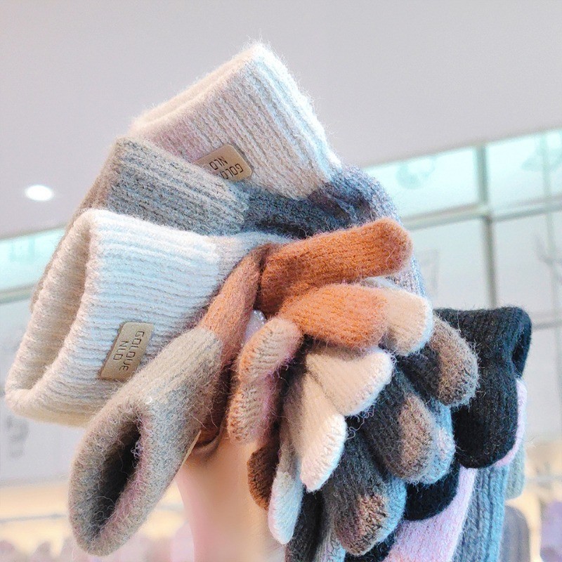 Multi Quality Warm Thick Plush Knitted Gloves Winter Touchscreen Women Fleece Thickened Cycling Driving Skiing - Image 5