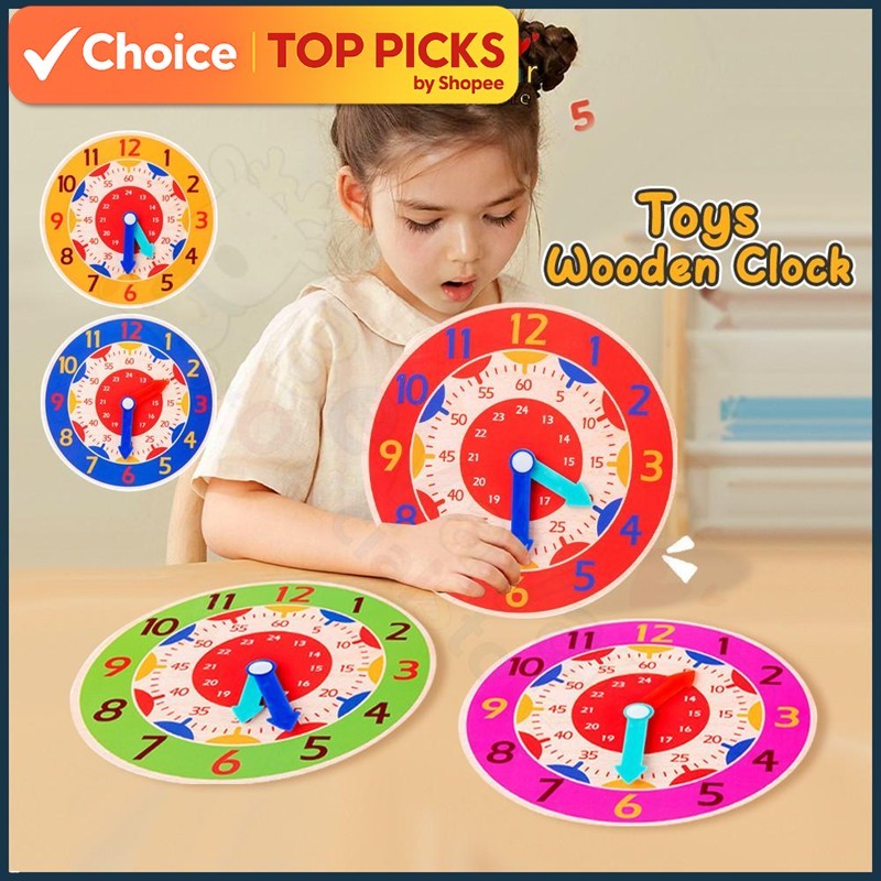 Montessori Wooden Clock Toy for Kids - Time Learning Math Toy for Preschool & Teaching