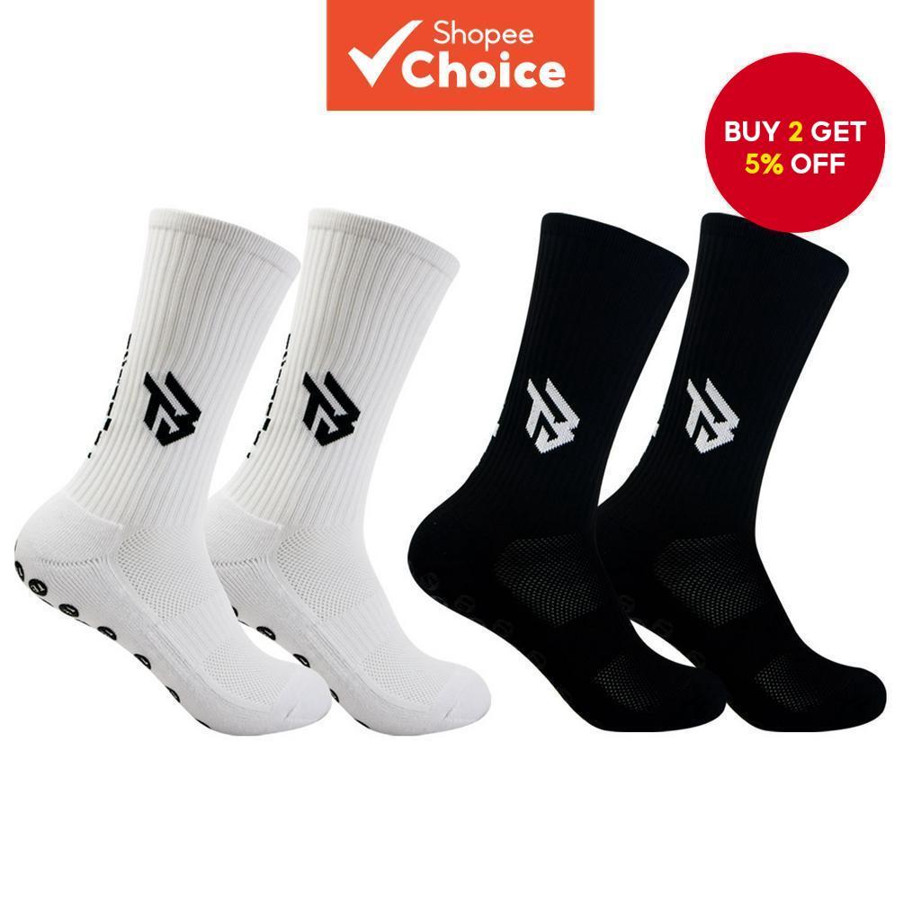 1 Pair Men Women Anti-Slip Sports Socks with Unique Print - Breathable Football Tennis Socks for Training & Outdoor Activities（Black/White）