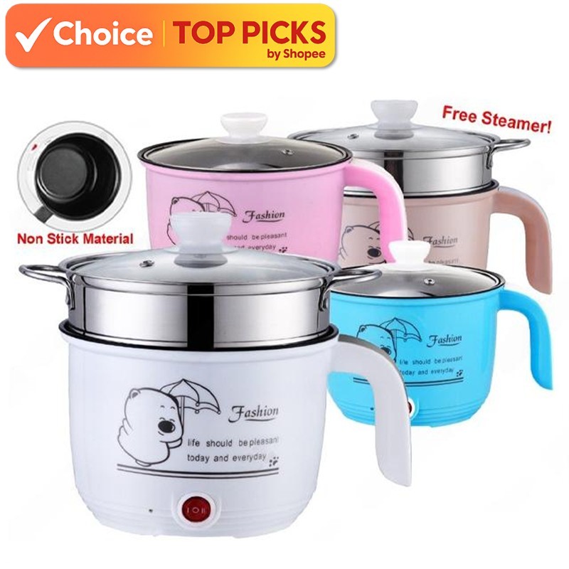 1.8L Electric Cooker + Tray –Non-Stick Mini Rice Cooker for Steamer & Frying Pan, Multifunction Convenient Cooker多功能电饭锅
