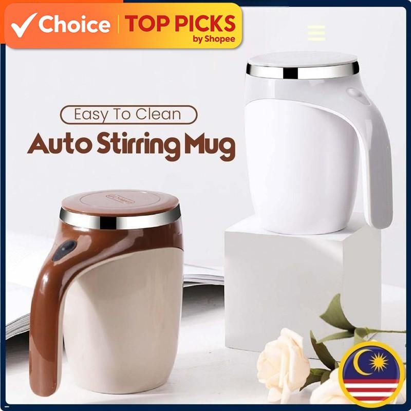 Rechargeable Self-Stirring Mug 380ml – Magnetic Auto Mixing Stainless Steel Travel Tumbler, Portable Coffee Cup