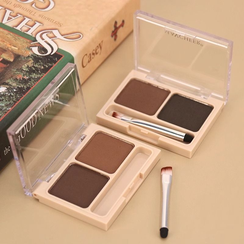 serbuk kening inai kening tahan lama wax kening Meiqianer Two-Color Eyebrow Powder Draw Eyebrow Handy Tool Waterproof Sweat-Proof Non-Fading Beginner