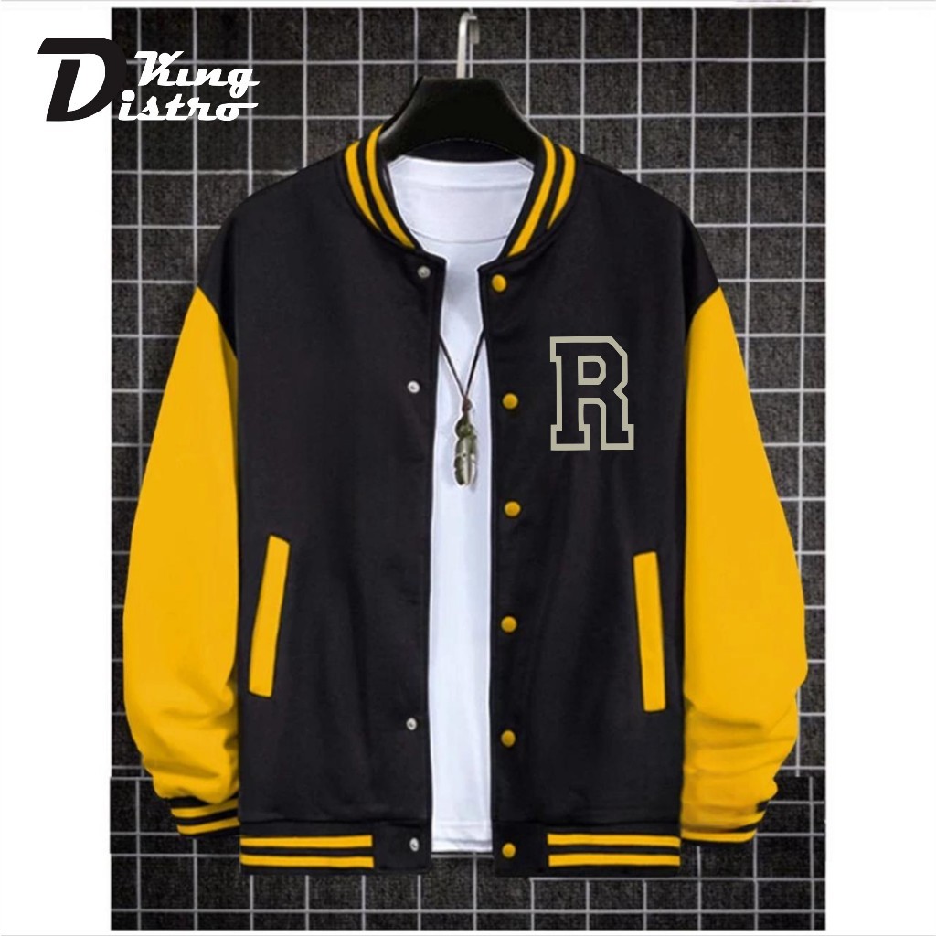 Essential Quality Varsity Baseball Jacket Button LOGO R Text SILVER Premium Men Women Latest Korean Purpose - Image 4
