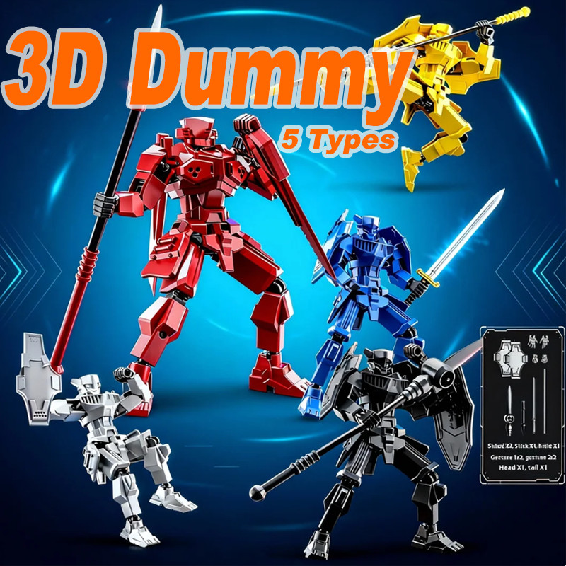 3D Multi-Articulated Dummy 13 Action Figure Royal Armor Warrior Robot Toy Movable Joints Assembly Model with Adjustable Stand Kid Gift