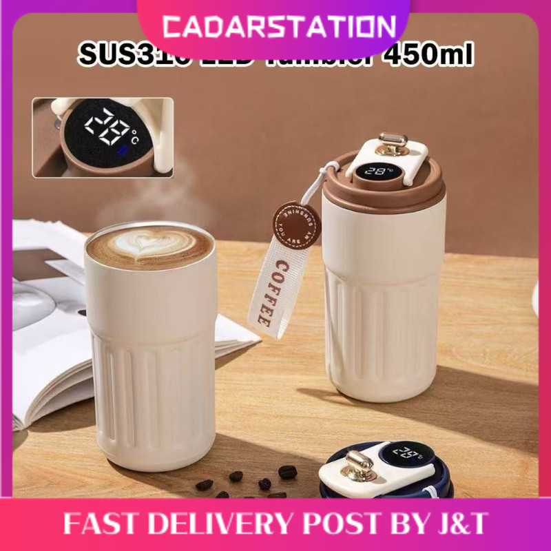 CS_ 450ml Portable Coffee Travel Mug 316 Stainless Steel Coffee Tumbler Smart Led Temperature Display Coffee Mug