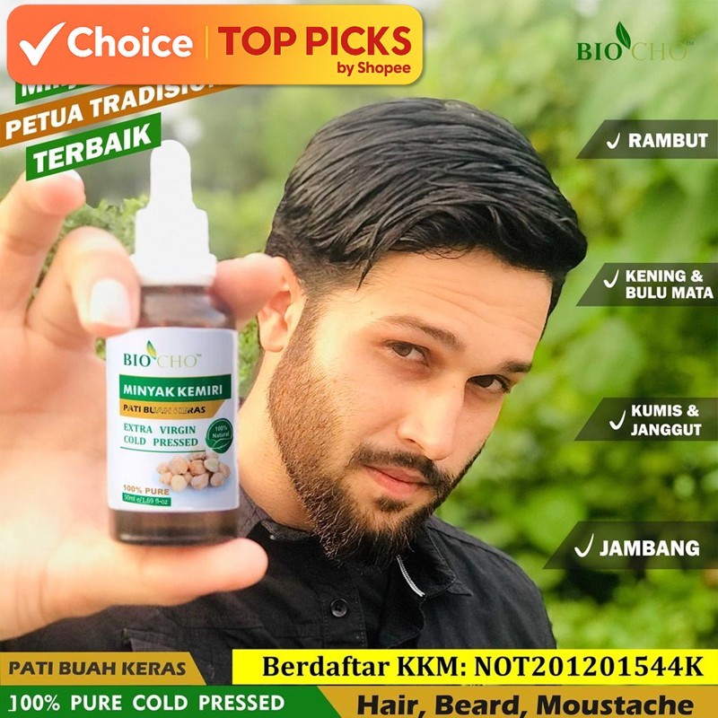 [Local] Biocho Minyak Buah Keras 100% Asli Lebatkan Rambut Lelaki Hair Oil Serum Rambut Gugur