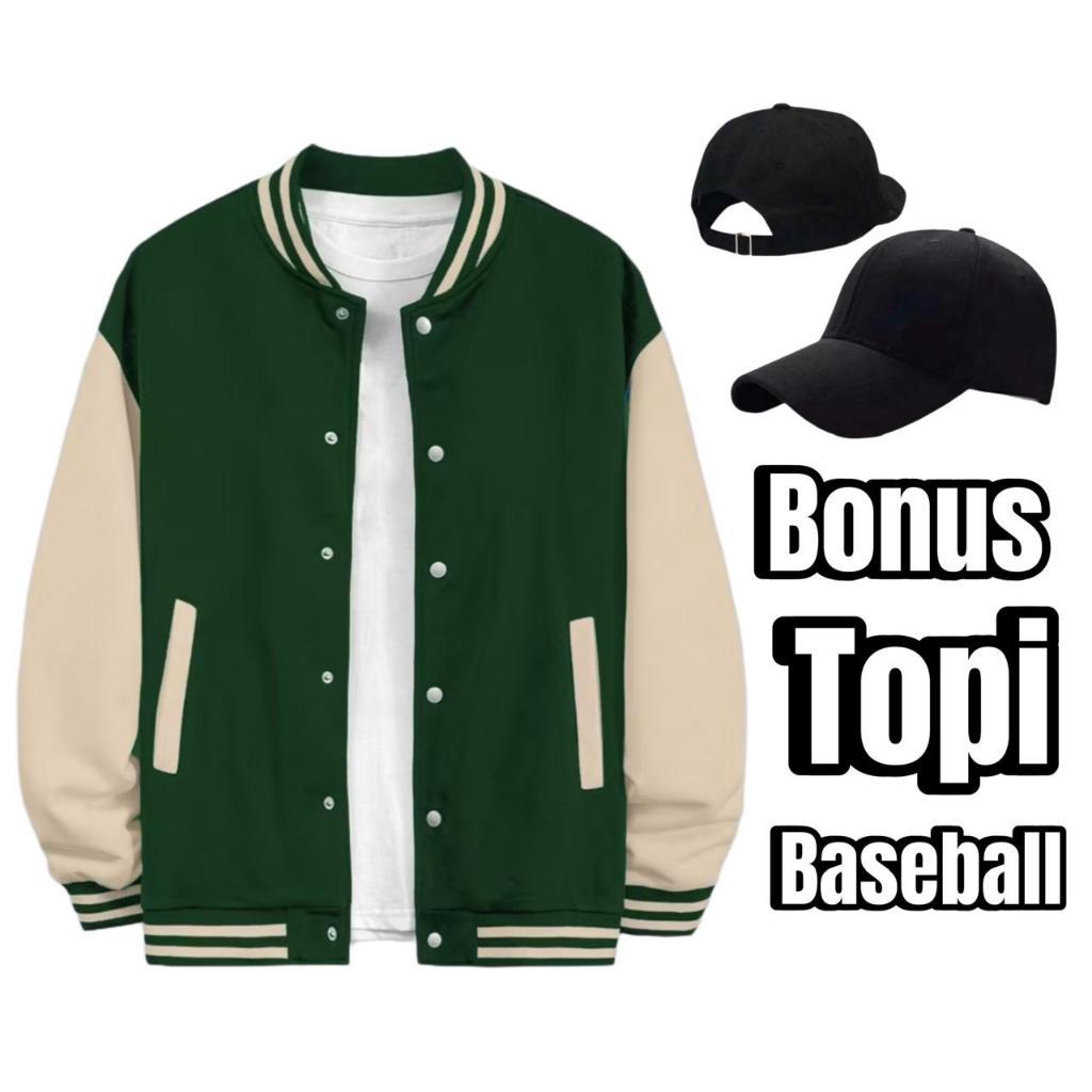 BUY BONUS JACKET Baseball HAT Adult Men's Baseball Jacket Varsity Plain Buttons Premium Button Varsity Jacket Men Women 