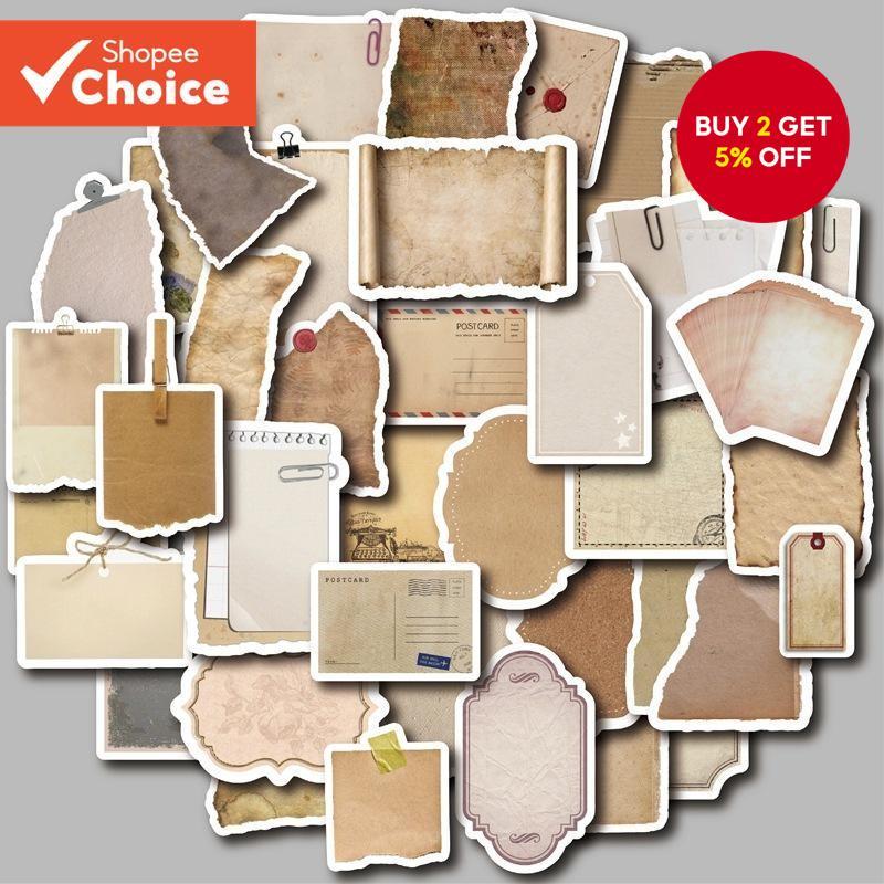 Vintage Stamp Stickers 40PCS - Waterproof Stickers Vinyl Decals for Laptop, Water Bottle & Journal (Retro Mail Art Design)