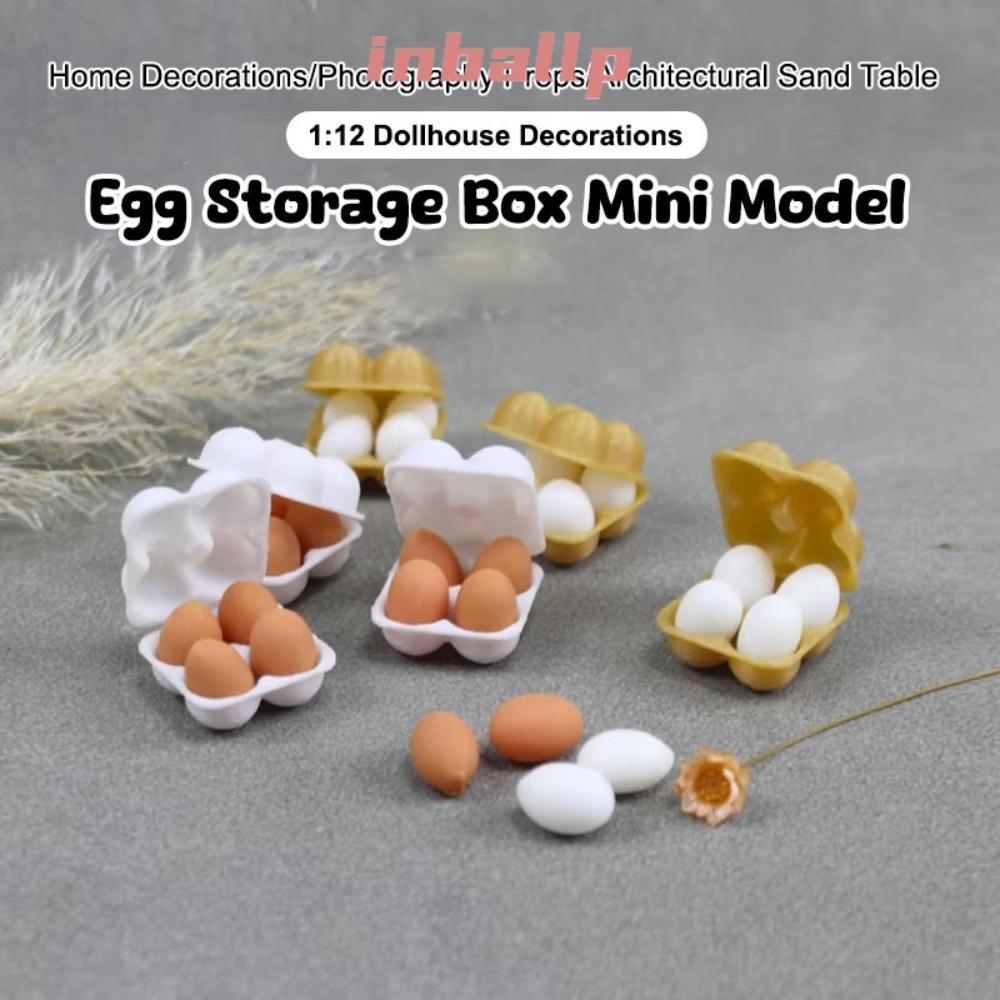 INBALLP Play House Egg Tray, 1:12 Dollhouse Simulation Food Decoration Egg Box With Eggs, Mini Miniature Life Dollhouse Kitchen Scene Accessories