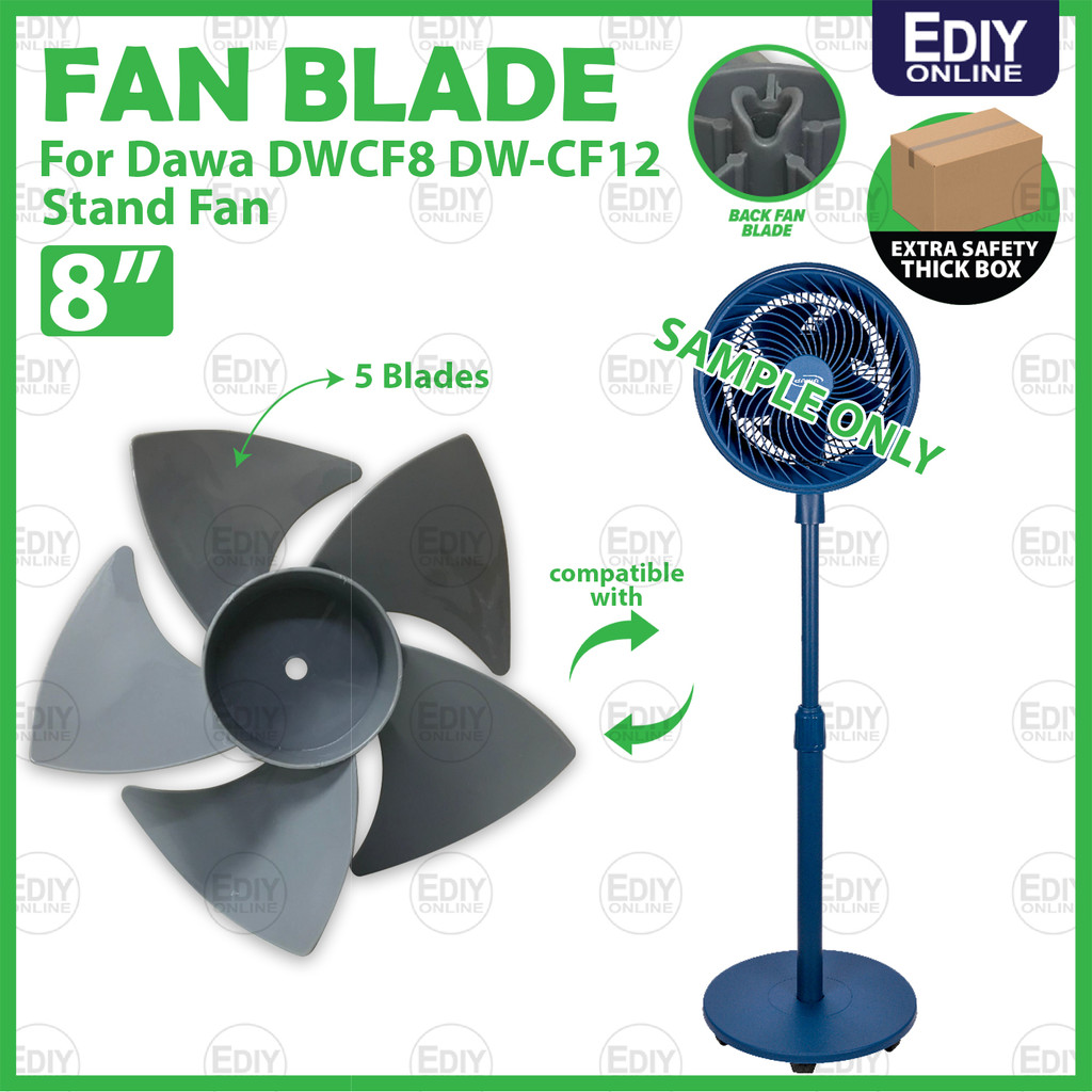 FAN BLADE for Dawa DWCF8 DW-CF12 Stand Fan 8" Table fanTurbo Gale fan blade knob Bilah kipas meja Berdiri