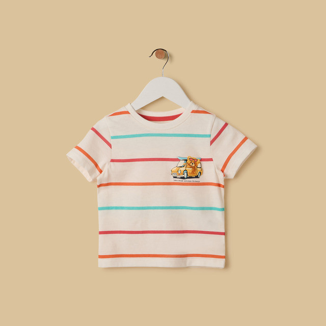 Max Fashion Striped Slogan Print T-Shirt