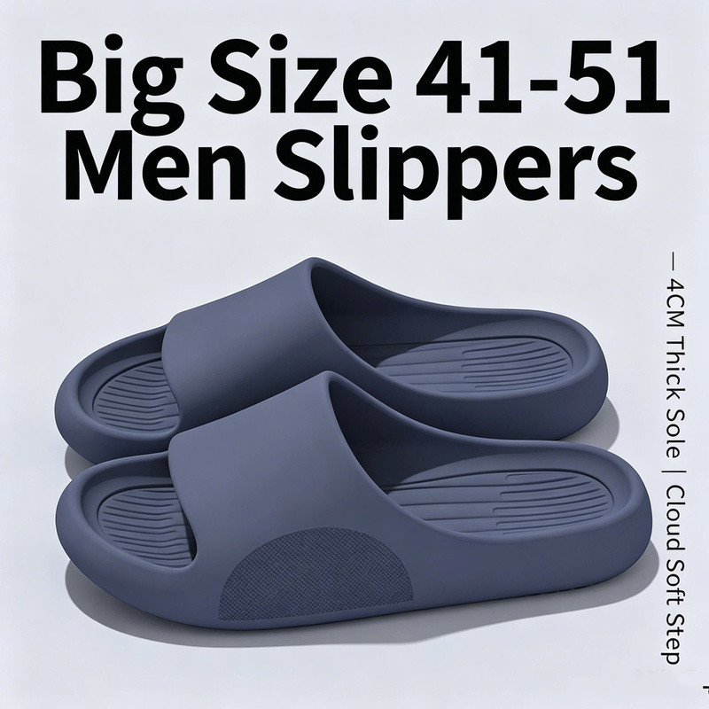 2026 Big Size Men Slippers Anti-Slip Bathroom Slippers Home Indoor Elderly Safety Thick Sole Breathable Slide Men Plus Size 大码拖鞋男