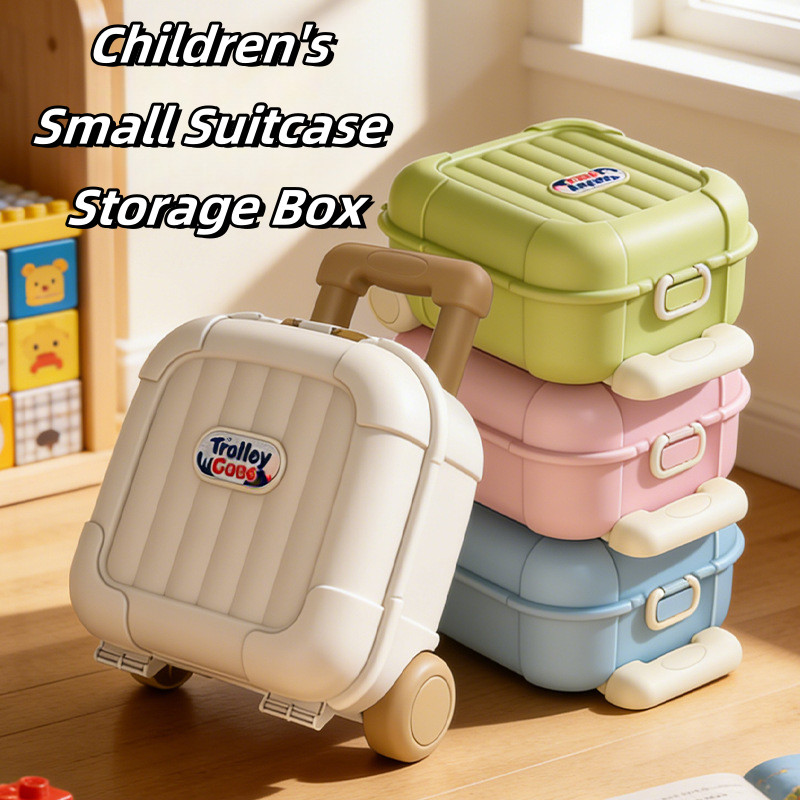 Children's retractable mini trolley case with wheels, Suitcase storage box for toys snacks books clothing, Eco-friendly PP lightweight, Back-to-school and birthday gift for kids