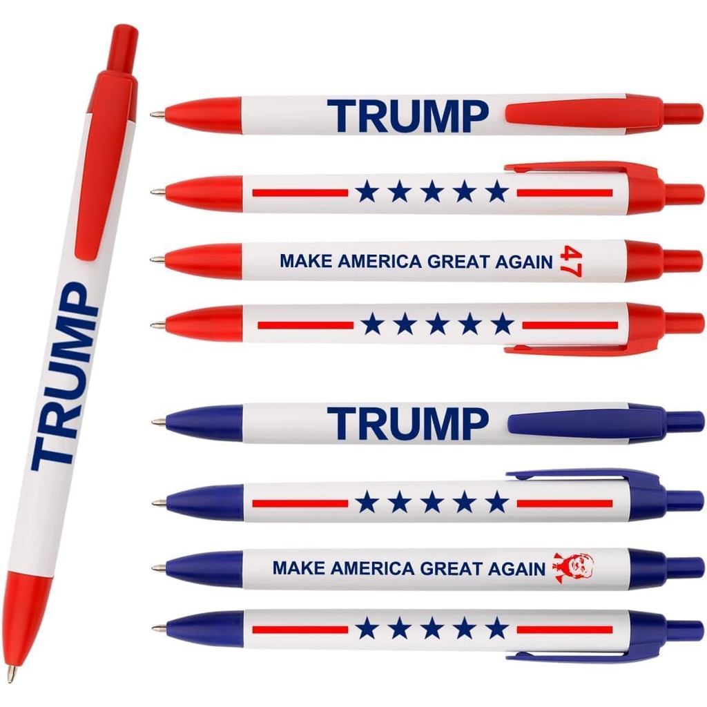 Trump Pens Bulk, 50 Pack Patriotic Ballpoint Pens Black Ink with “TRUMP” and “MAKE AMERICA GREAT AGAIN” Text, USA 47 President, MAGA Donald Trump Merchandise Gifts for Trump's Fans