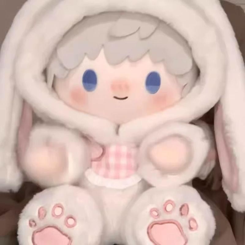 【萌宠小屋店】 兔毛棉花娃娃厘米连体衣服毛绒快乐小兔娃衣一番背扣可挂娃衣Rabbit hair cotton doll cm jumpsuit fu 【0523dhB40jE7M】