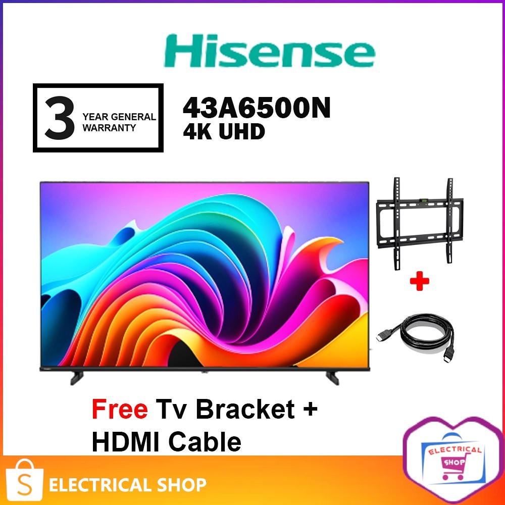 Hisense 43" 4K 43A6500N TV A6500N Series Google / Samsung UA43U8000HKXXM Smart TV U8000H (FREE Bracket and HDMI)