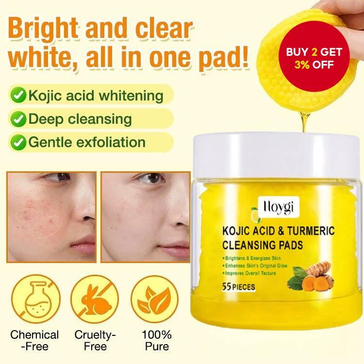 Turmeric Kojic Acid Cleansing Pads Brightening Facial Cleaning skincare Reduces Dark Spots facial wash 55Pcs products