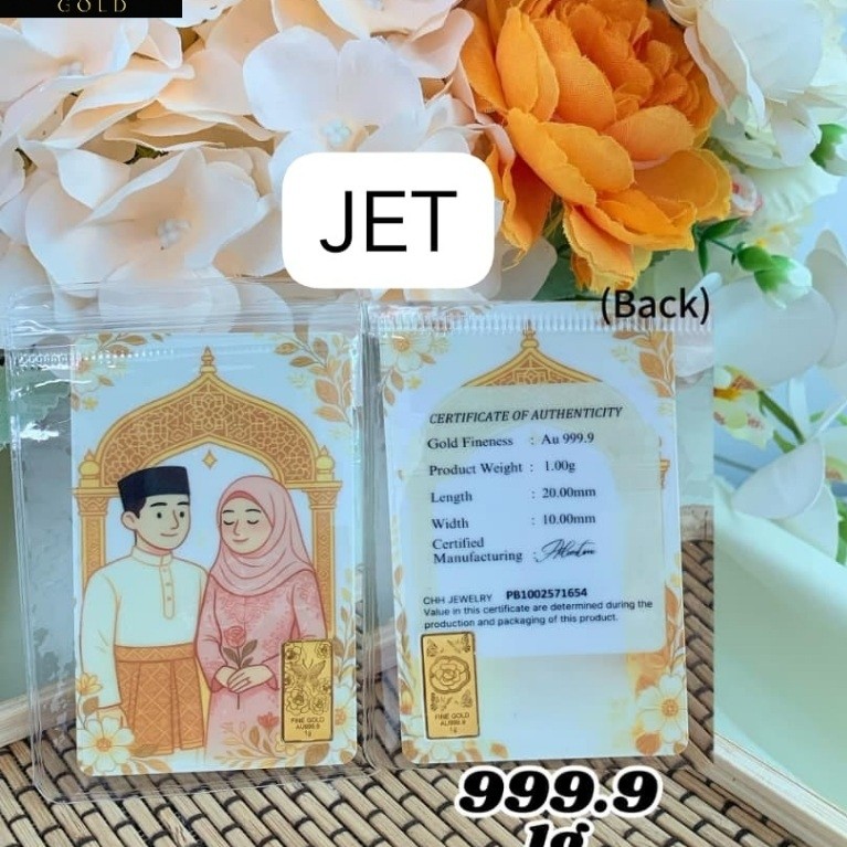 JET Gold Bar 999.9 MALAYSIA TRADITIONAL SERIES FINE GOLD BAR (1.00g)