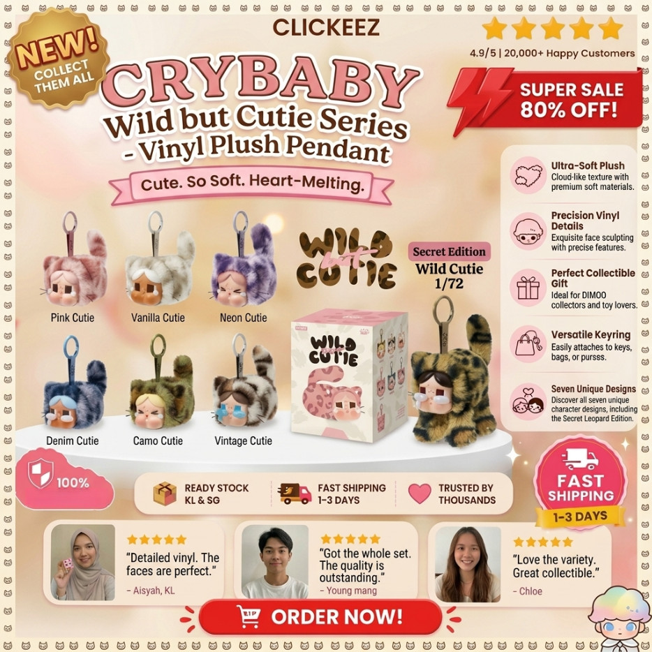 Best GiftPOP MATR CRYBABY Wild but Cutie Series 2026 Vinyl Plush Keychain Blind Box Cute Kawaii Bag Charm Hinge Clip Pendant Leopard Print Social Media Sensation Birthda 3 7MIB