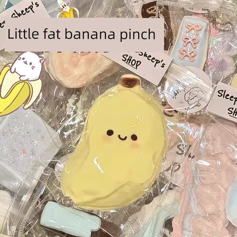 dumpling squishy squisy Banana gemuk merah bersih, senang diuli, bernilai tinggi, diuli, silikon, lumpur, air, mainan, penyahmampatan, pemulihan perlahan
