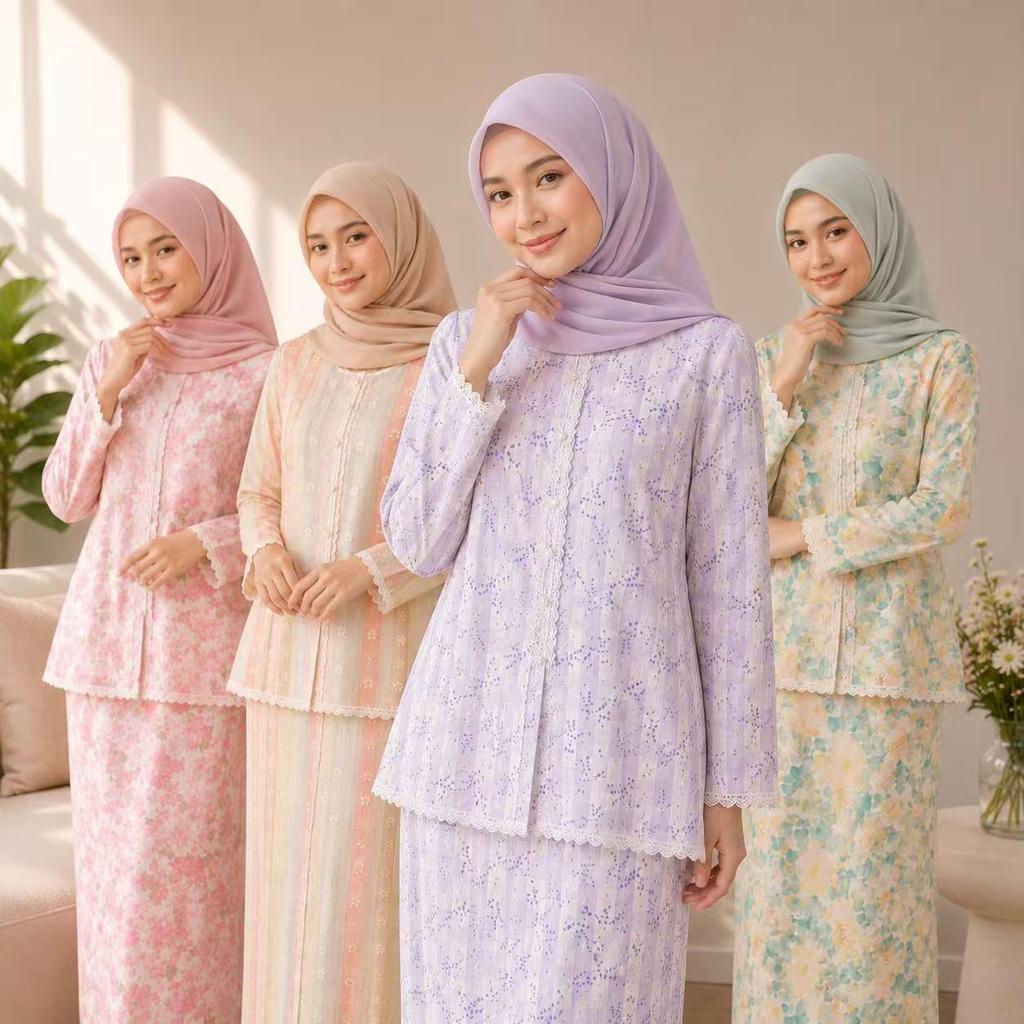 YAN@YAN Elzara Kurung Modern Floral |Elegant Soft Flower Lace Set-V6737