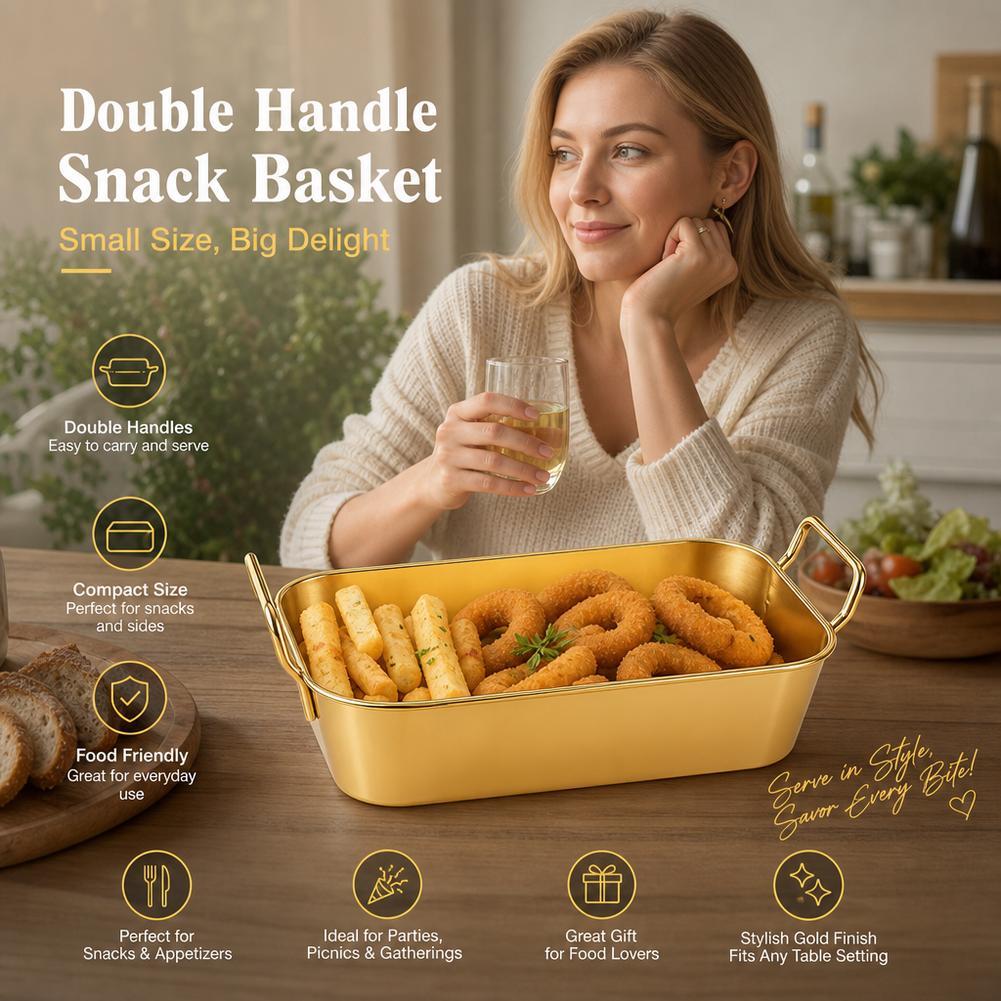 Stainless Steel Double Ear Snack Basket French Fries Basket Chicken Nugget Basket Hot P…