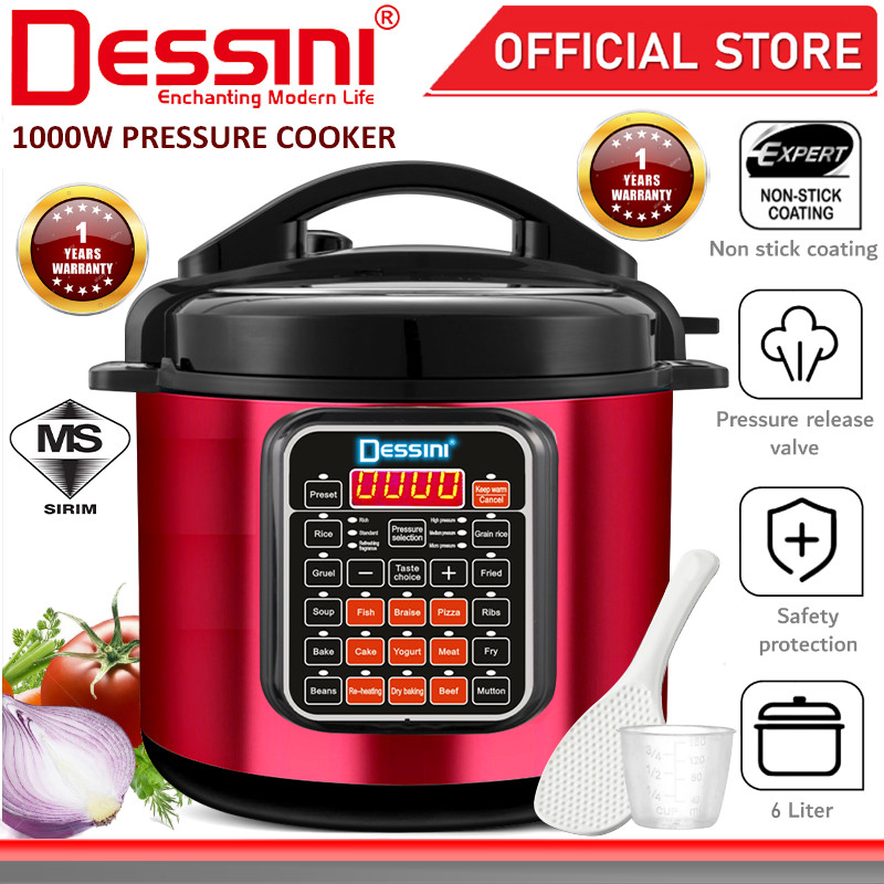 DESSINI ITALY 25 IN 1 Electric Digital Pressure Cooker Non-stick Inner Pot Rice Multi Cooker Steamer Periuk Tekanan (6L)