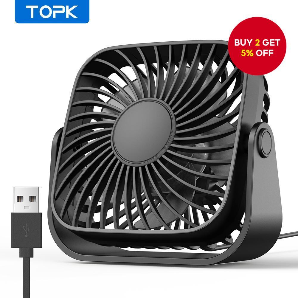 New NEW TOPK USB Desk Fan with Strong 3-Speed Wind, Quiet Operation, and 360° Rotatable Design for Personal Cooling on Office, Home, Table, and Desktop Kipas Meja USB TOPK Baru yang Kuat dengan 3 Kelajuan Angin, Operasi Tenang,