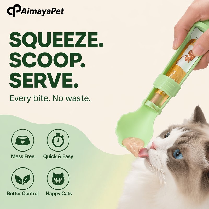 Cat Strip Feeder Squeeze Spoon Wet Food Puree Treat Dispenser Sudu Kucing Mudah Picit ABS