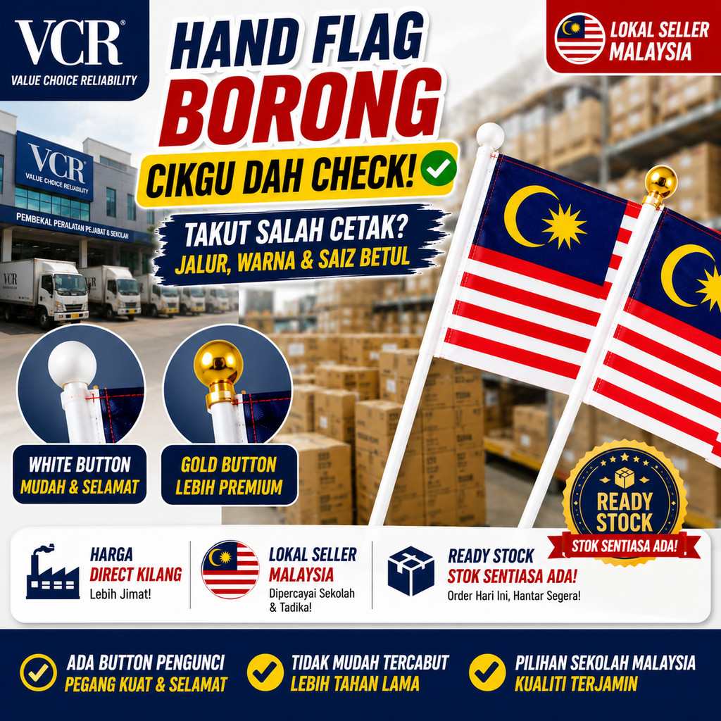 VCR Hand Flag Malaysia Flag Bendera Malaysia (Polyester) Bendera Tangan Wholesales Borong Harga Murah